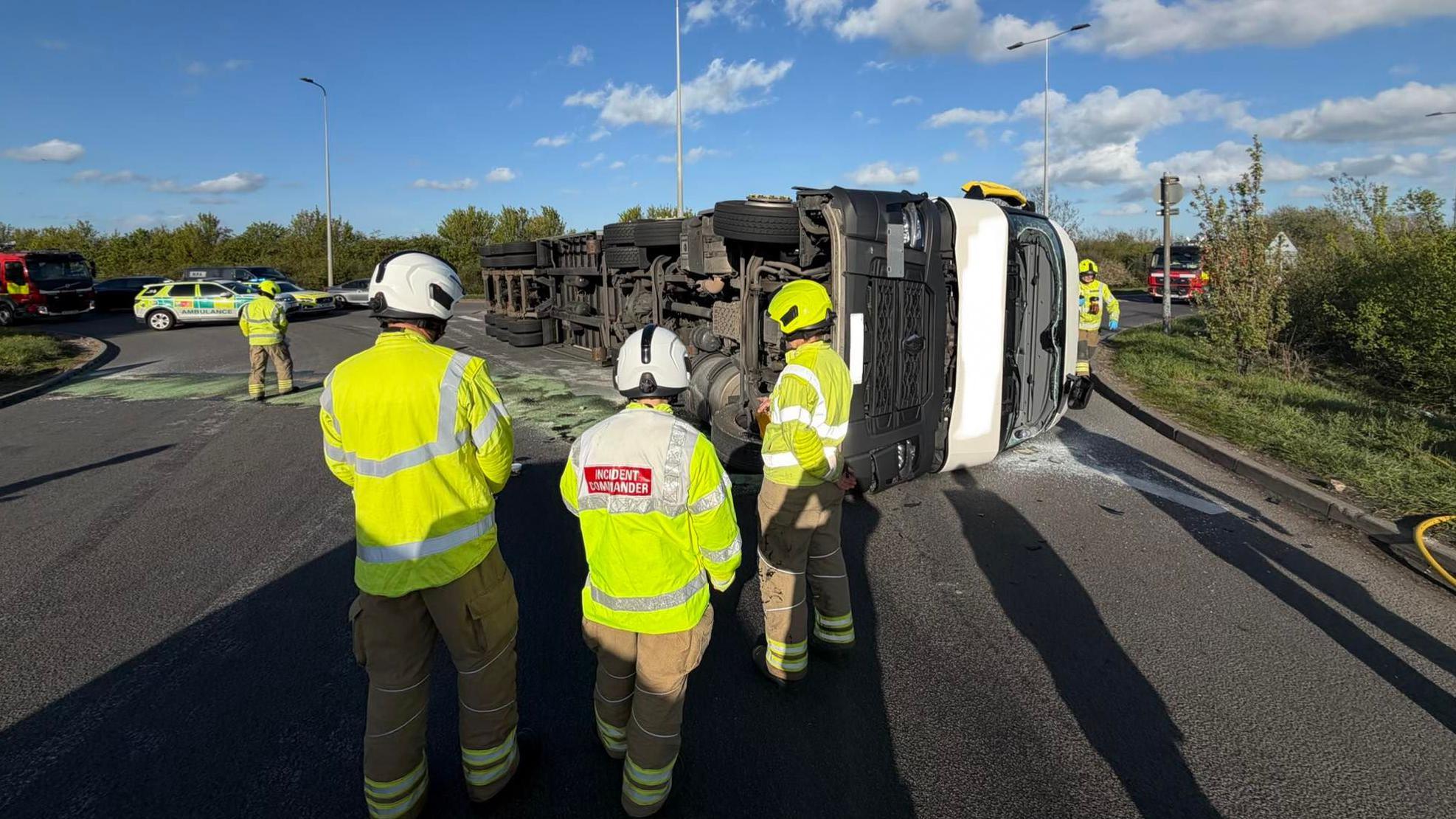 A Lorry Driver Was Rescued After His Vehicle Overturned