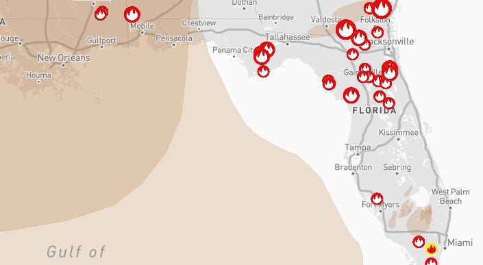 Florida wildfire map shows over 100 active fires Tuesday. Here's where ...