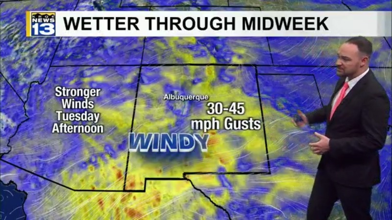 Breezier winds and wetter weather moves into New Mexico through midweek ...