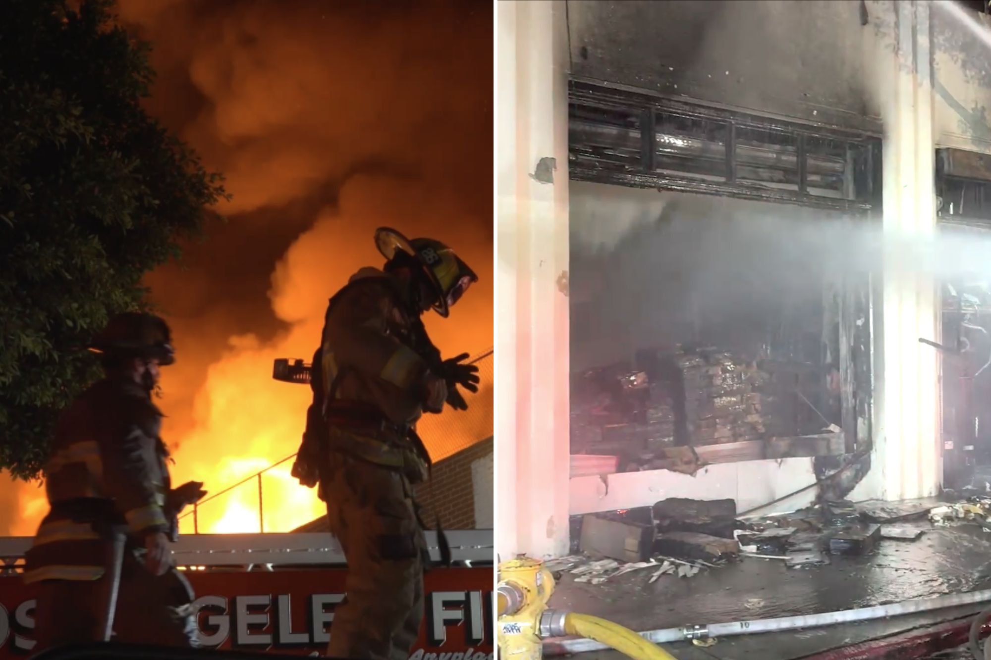 Massive inferno breaks out in downtown Los Angeles as 100 firefighters ...