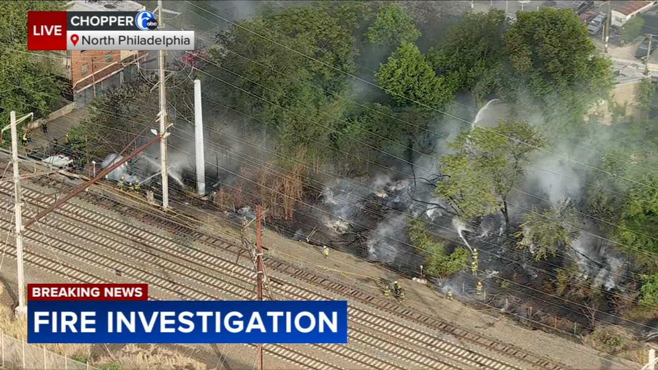Crews battle fire near train tracks in North Philadelphia - AOL