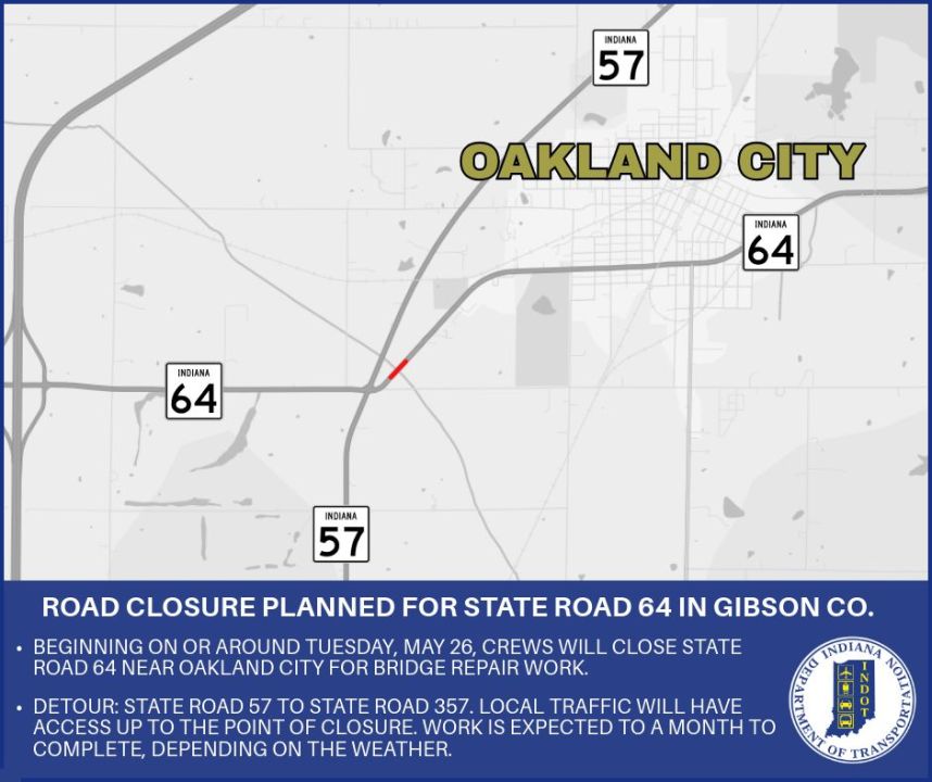 Gibson County road scheduled to close for bridge repair work - AOL