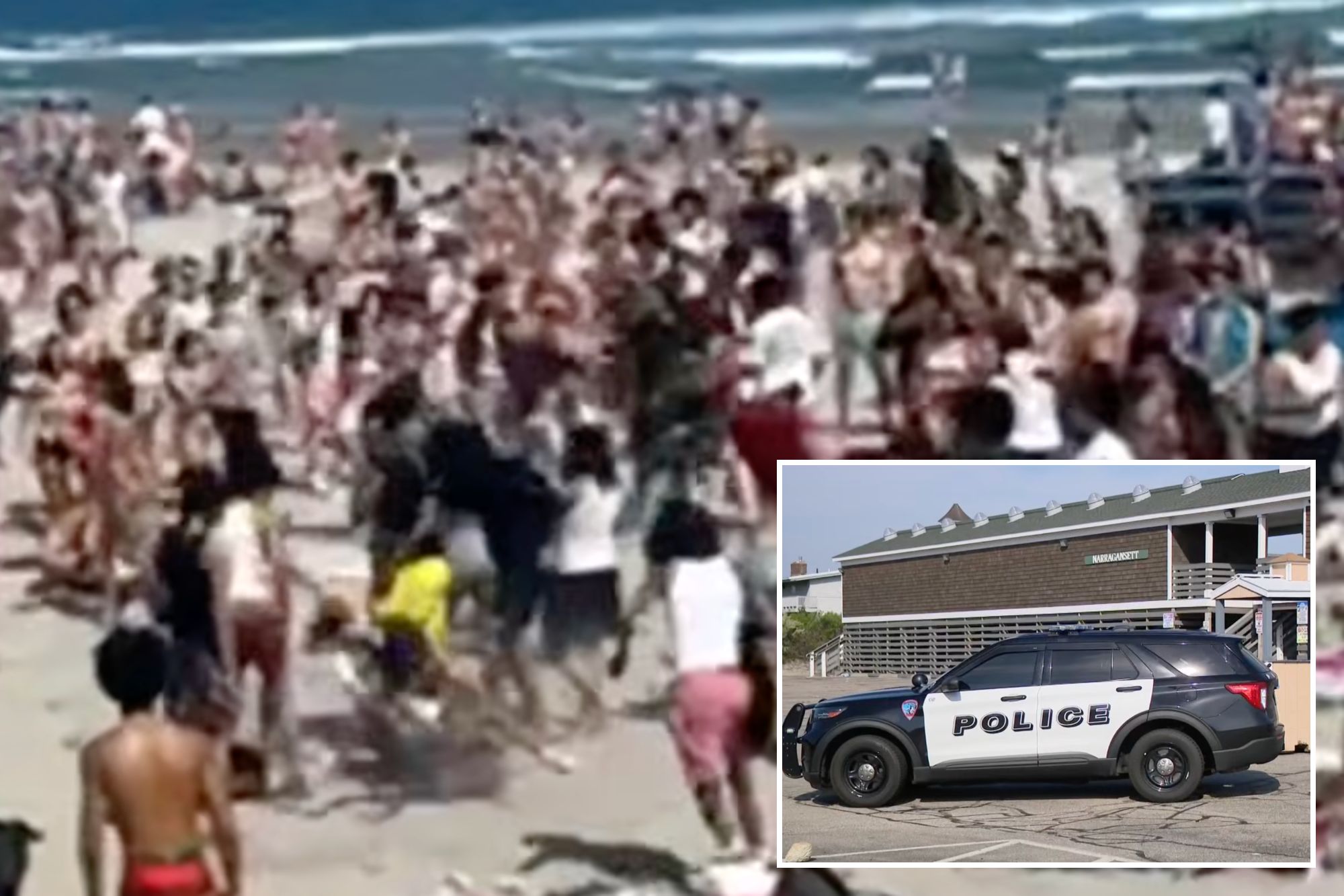 Three stabbed as hundreds take over Rhode Island beaches - AOL