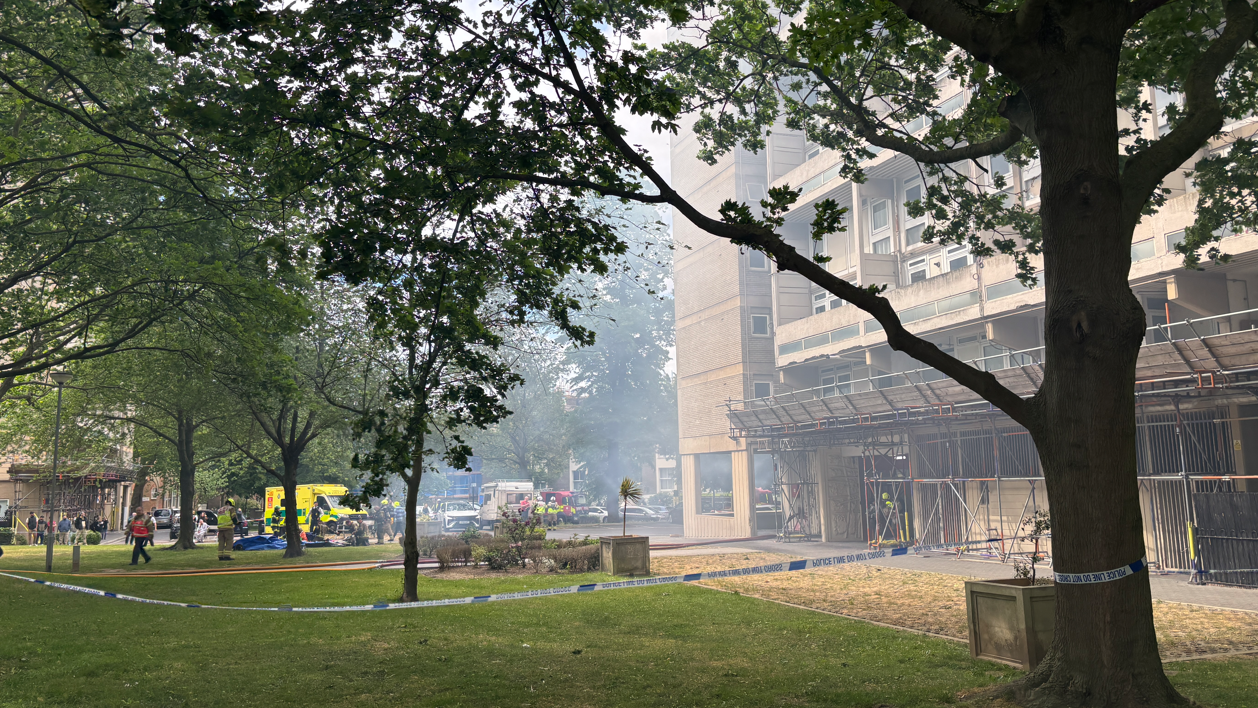 Seven in hospital after fire at block of flats - AOL