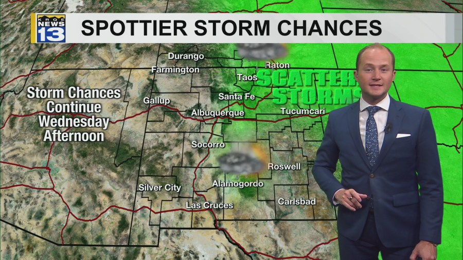 Showers and spotty storms return to eastern New Mexico Wednesday - AOL