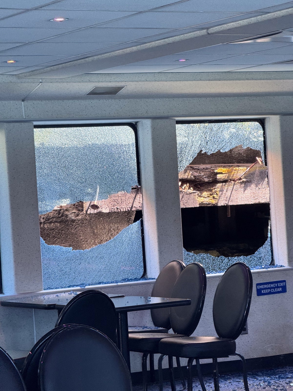 Passengers knocked off their feet and windows shattered after ferry to ...