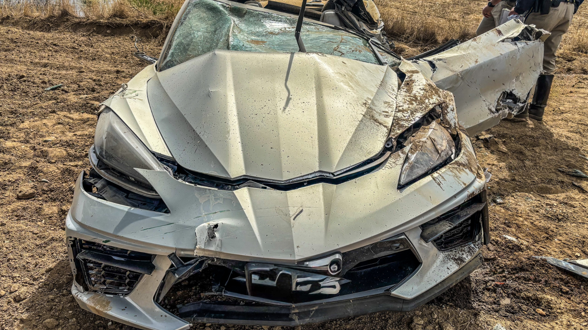 Chevrolet Corvette C8 Flattened In Rollover Crash After Driver Speeds - AOL