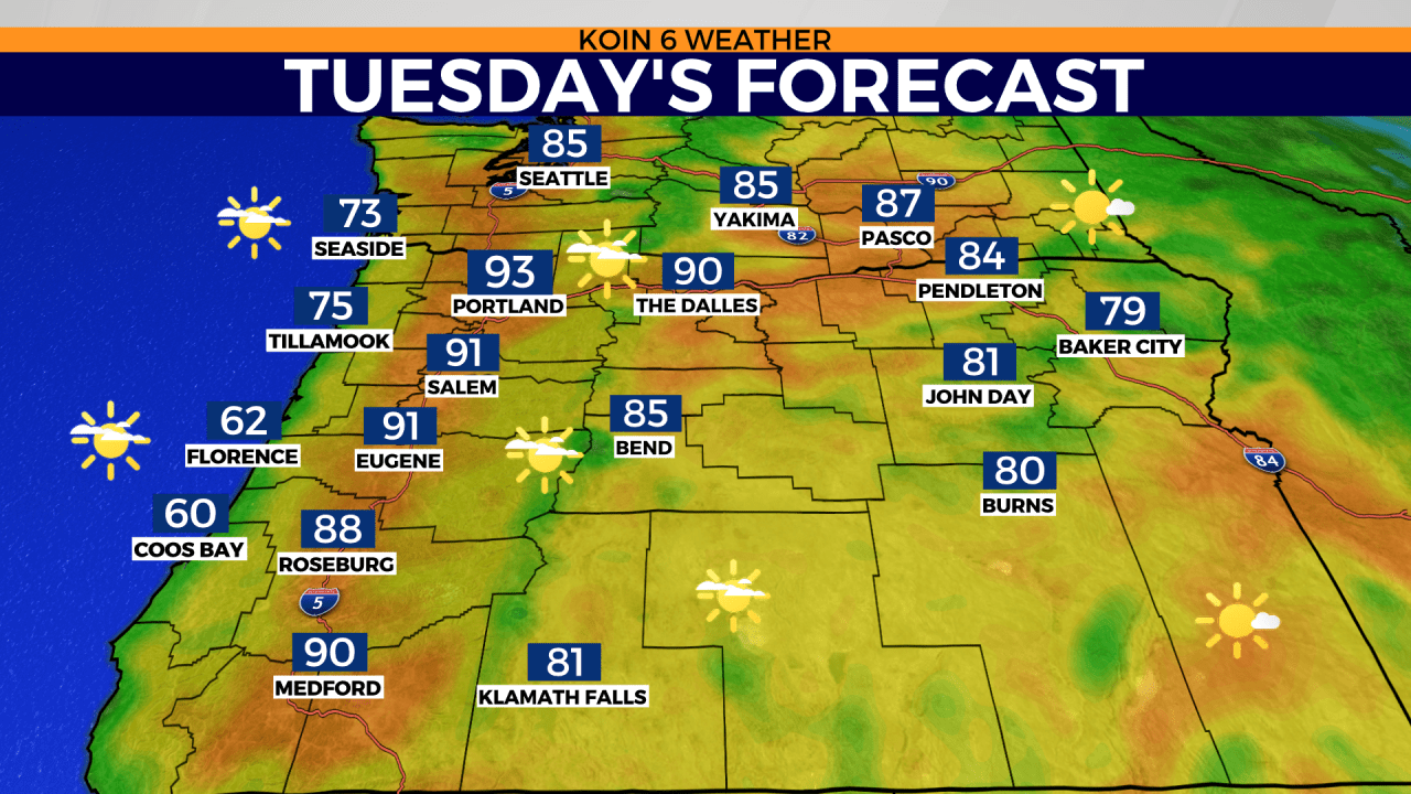 High heat expected to peak Tuesday around Portland - AOL