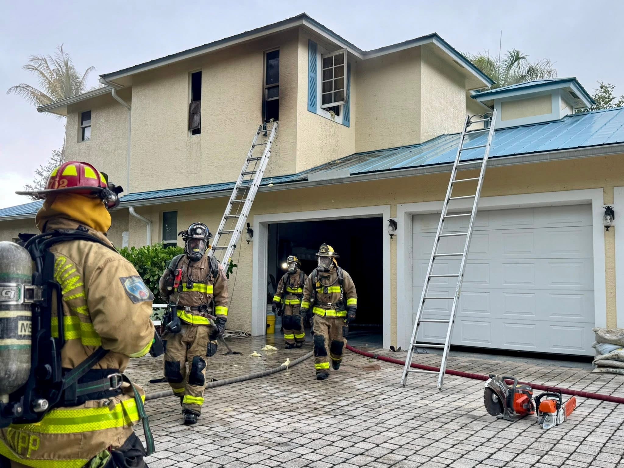 Florida house fire likely caused by lightning strike, closes road - AOL