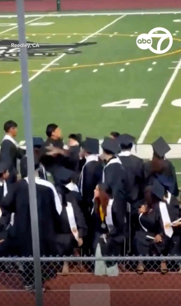 Chaos at California high school graduation as wild brawl breaks out at ...