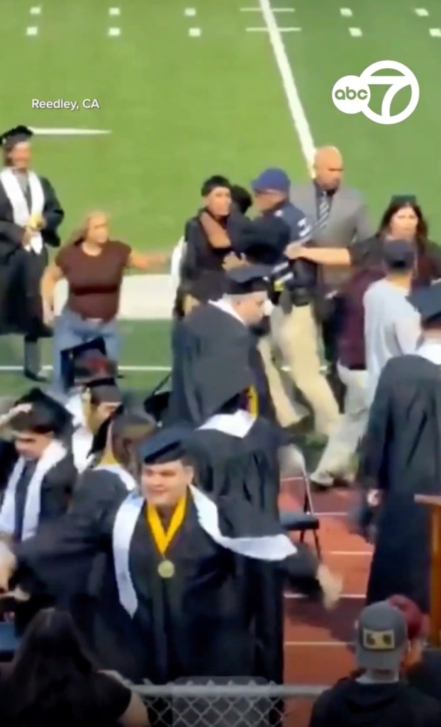 Chaos at California high school graduation as wild brawl breaks out at ...