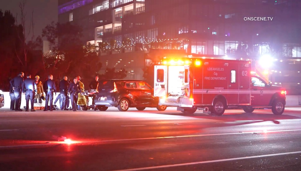 Traffic chaos on LA’s 405 Freeway as police shooting shuts down lanes - AOL