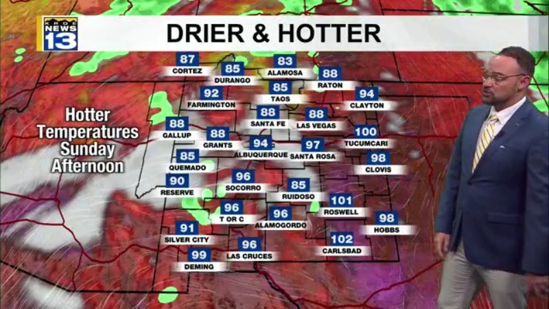 Drier and hotter conditions move into New Mexico to end the weekend - AOL