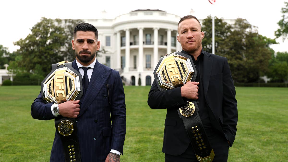 Justin Gaethje with the UFC lightweight championship in 2026