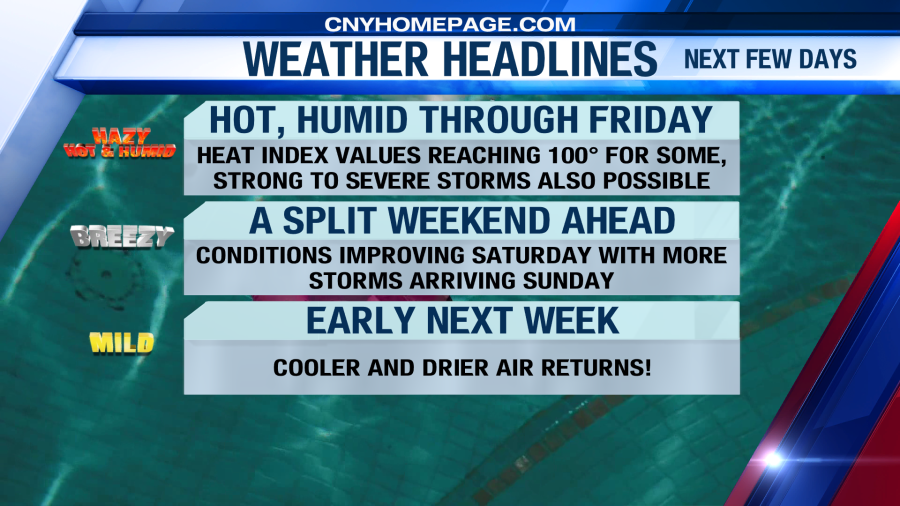 A hot Friday with storms possible, then a cooler, less humid weekend! - AOL