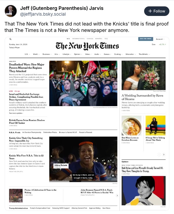 New York Times slammed for demoting Knicks’ title on homepage: ‘Not a ...