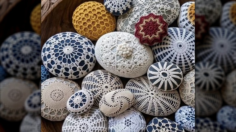 Painted Rocks Doolies She Turns Vintage Doilies And Rocks Into The Most Unexpected Home Decor ...