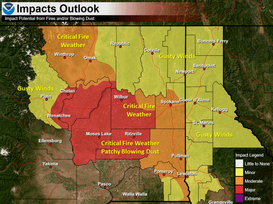 High wind and low humidity raise fire threat in Spokane area - AOL