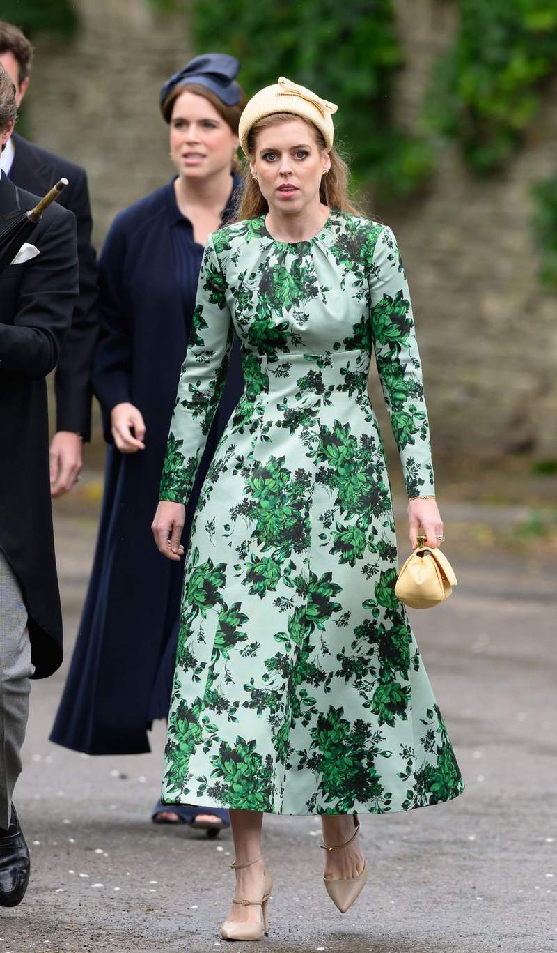 princess beatrice re-wears beulah london's green dress to easter service Princess Beatrice's forest green Beulah dress on Easter Sunday