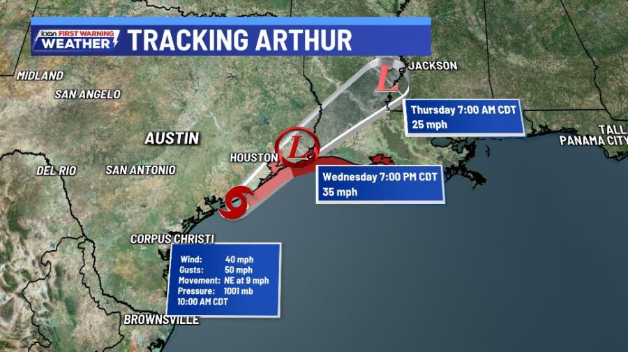 Tropical Storm Arthur develops off Texas coast - AOL