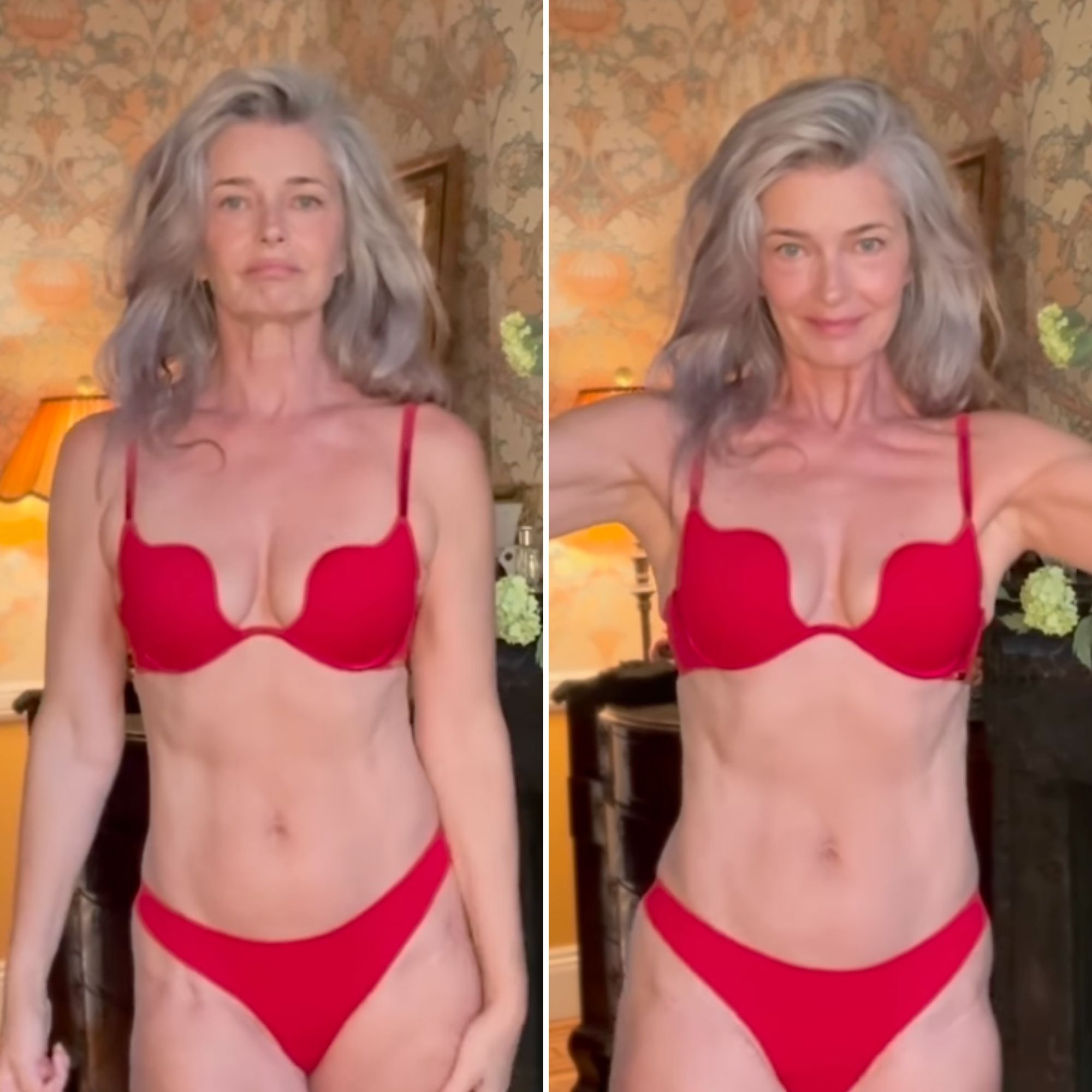 paulina porizkova pink gap dress Paulina Porizkova Addresses Comments About Weight Gain, Reminds Fans She's  More Confident Than 'Ever'
