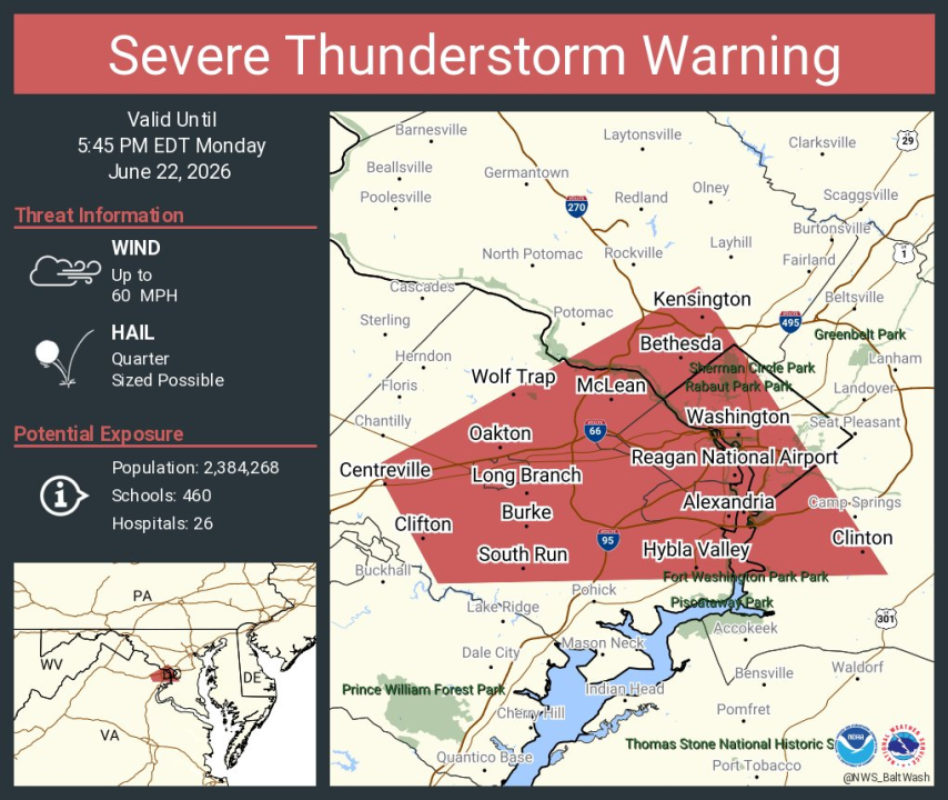 Severe thunderstorm watch, warning issued for DMV - AOL