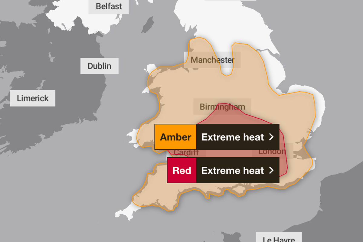 Rare red weather warning issued for extreme heat – but what does it ...