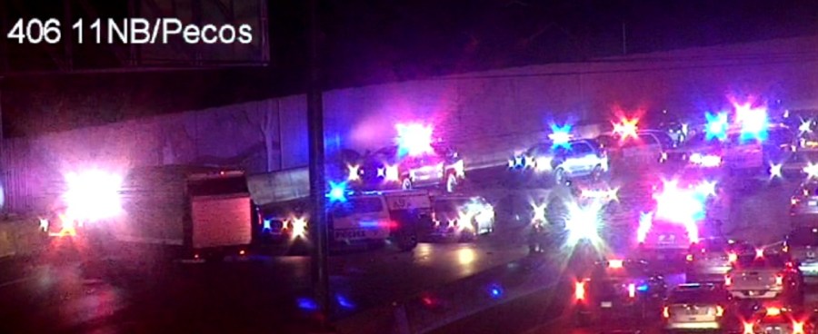 Stolen vehicle pursuit with Las Vegas police blocks northbound lanes on ...