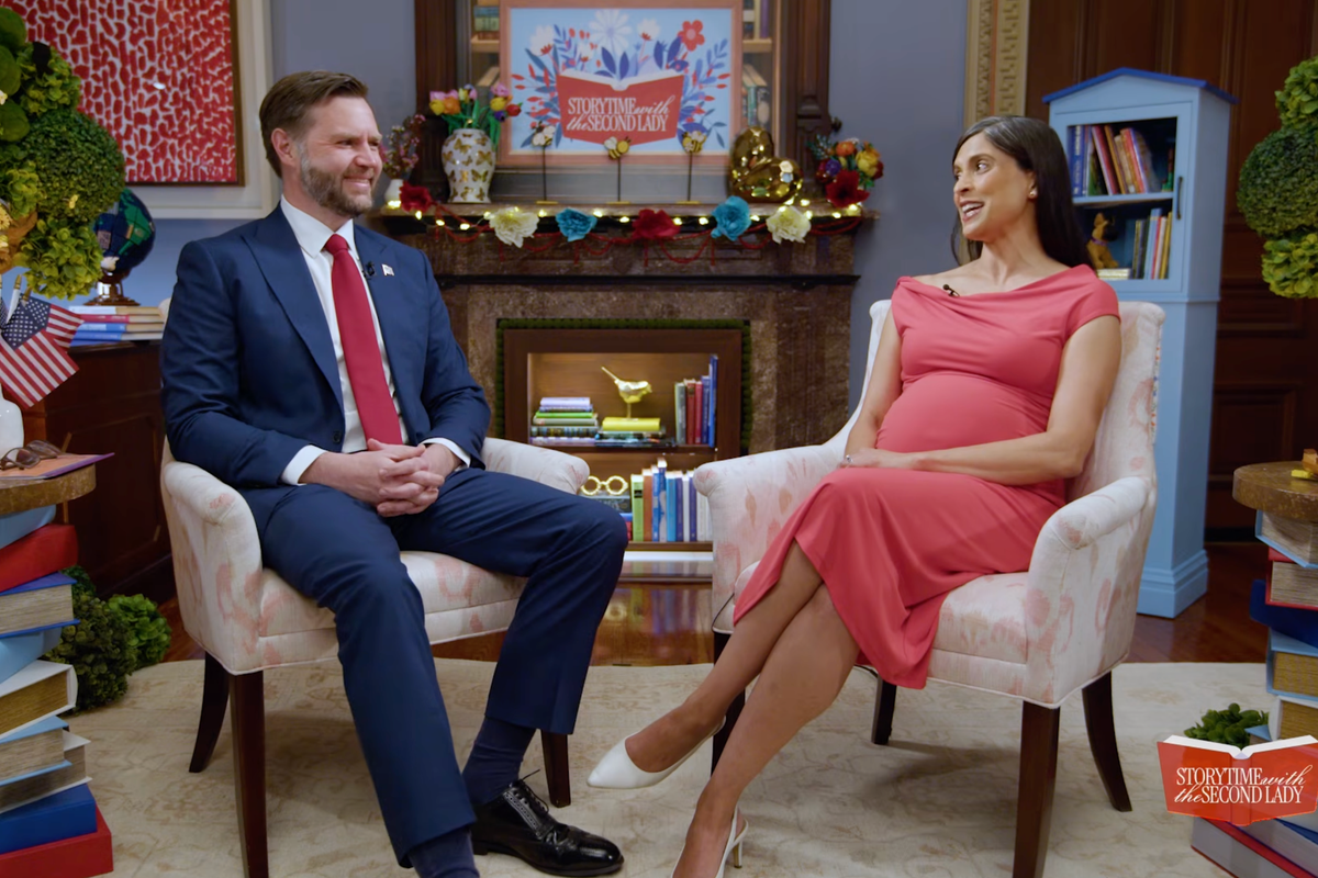 usha vance red dress Usha Vance pokes fun at NYT after analysis of the $8.75 Old Navy maternity  dress she wore during viral interview with JD