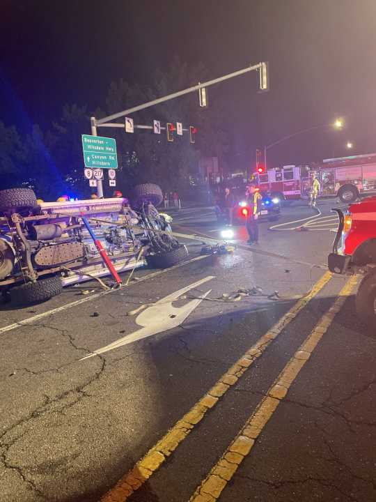 Driver taken to hospital after 2-car crash leaves vehicle on its side ...