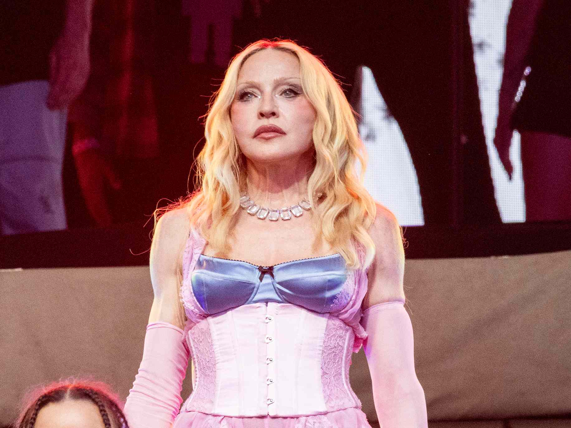 madonna pink dress This one time I saw madonna wearing a pink Versace dress to a Vanity Fair  party, so I wore a pink Versace dress to a Vanity Fair party  @gettyentertainment