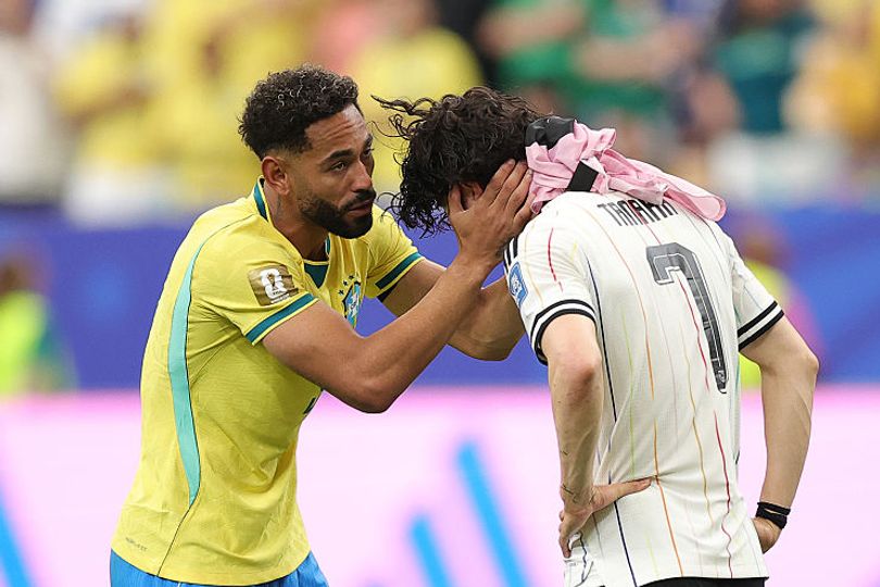Japan star consoled by Brazilian rival after breaking down in tears at  World Cup - AOL