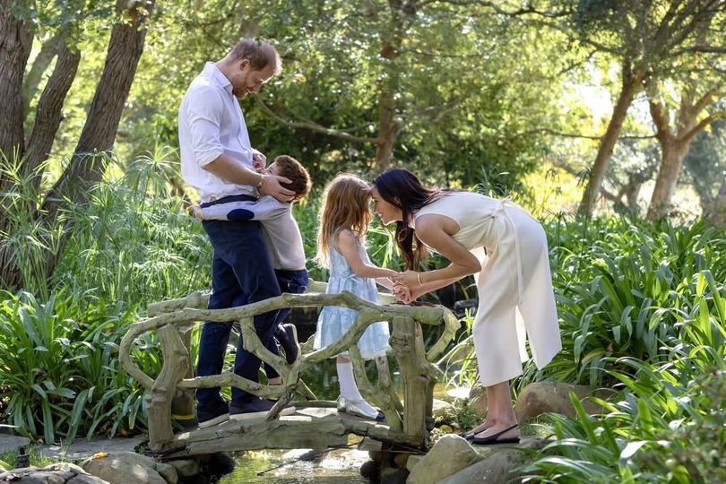 Prince Harry and Meghan with their children Prince Archie and Princess Lilibet