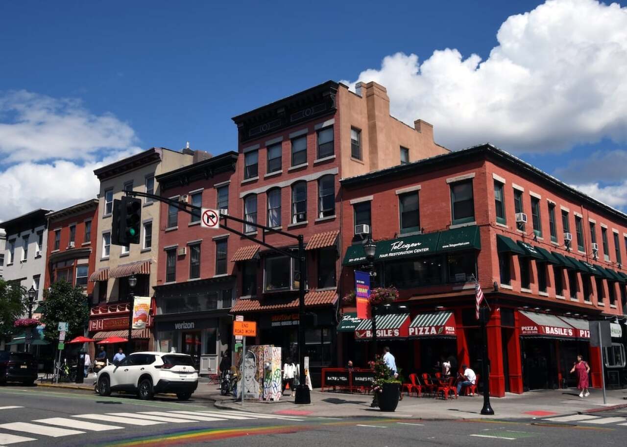 A picturesque street in the city of Hoboken, New Jersey. -