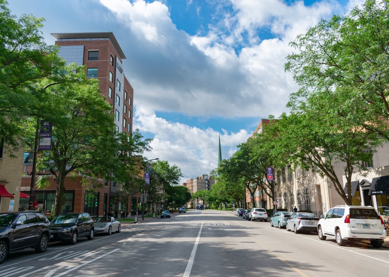 Chicago Avenue in Downtown Evanston. -