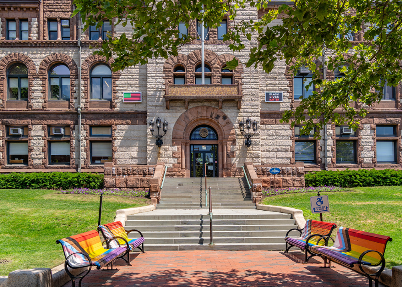 City Hall in Cambridge Central Square. -