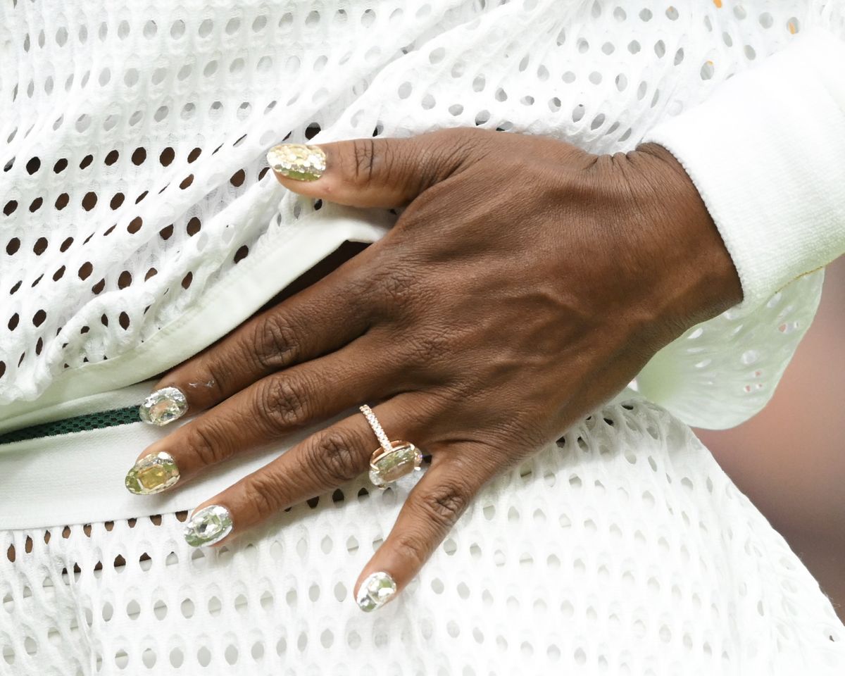 Serena Williams's engagement ring, photographed at Wimbledon on June 30, 2026.Credit: Karwai Tang/WireImage