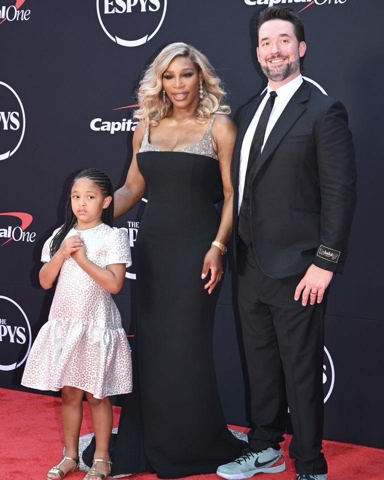 Serena Williams with husband Alexis Ohanian and their daughter Olympia at the 2024 ESPY Awards.Credit: Gilbert Flores/Variety via Getty Images