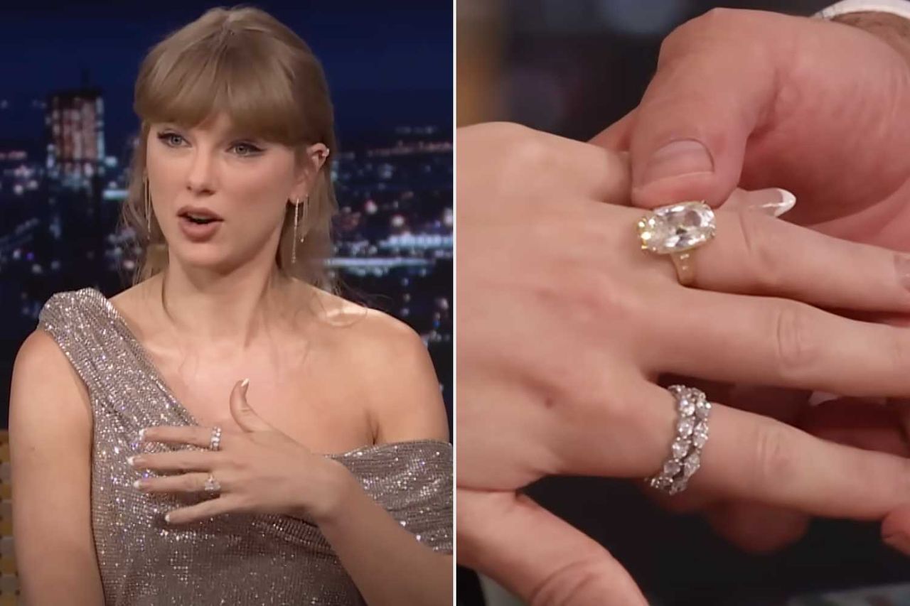 A closer look at Taylor Swift's engagement ring as see on 'The Tonight Show Starring Jimmy Fallon'Credit: The Tonight Show Starring Jimmy Fallon/YouTube (2)