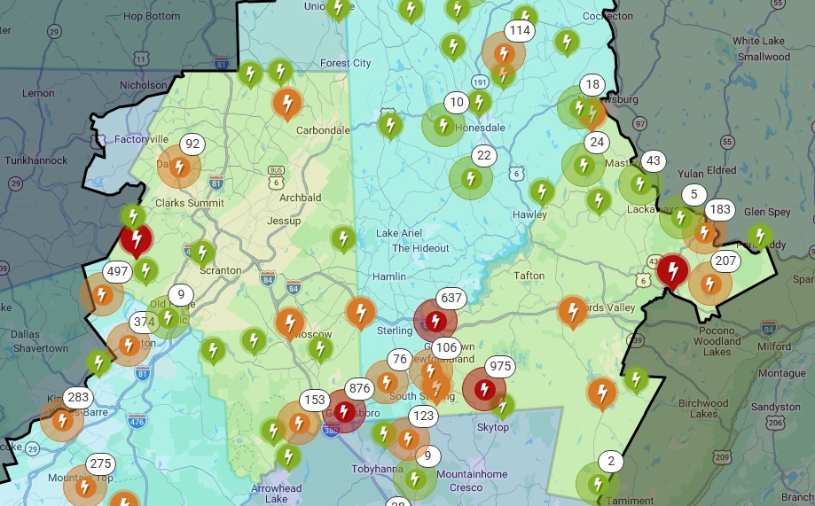 Pl Service Map PPL working on power outages; water, ice credits offered - AOL