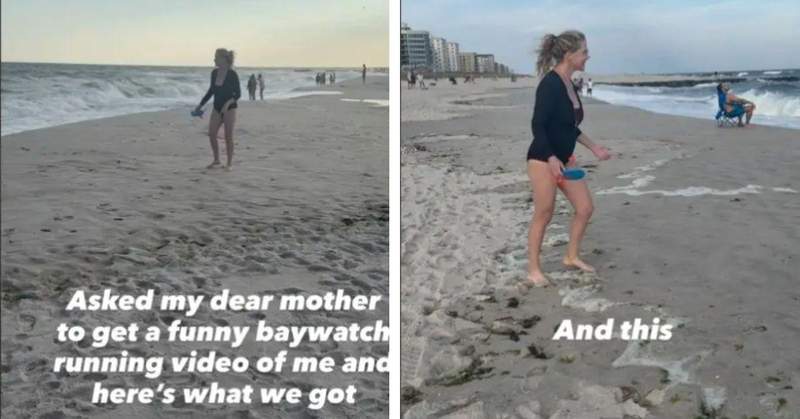 Amy Schumer continúa compartiendo momentos divertidos con los fanáticos, incluido su intento fallido de recrear una clásica carrera en cámara lenta de 'Baywatch'.@amyschumer/Instagram
