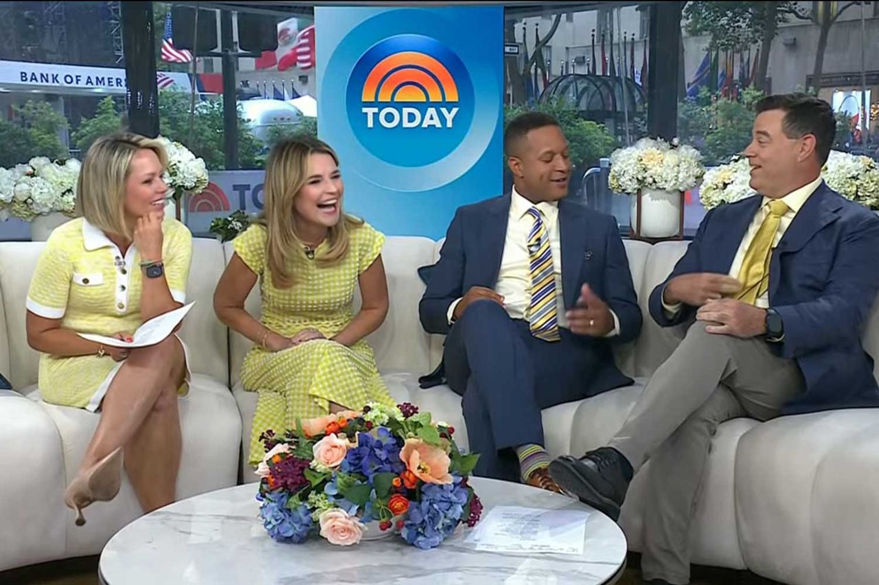 Dylan Dreyer, Savannah Guthrie, Craig Melvin and Carson Daly show off their yellow looks on the ‘Today’ show on Tuesday, July 7.Credit: NBC