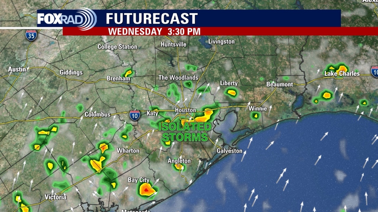 Houston weather: Scattered storm chances Tuesday, highs in 90s - AOL