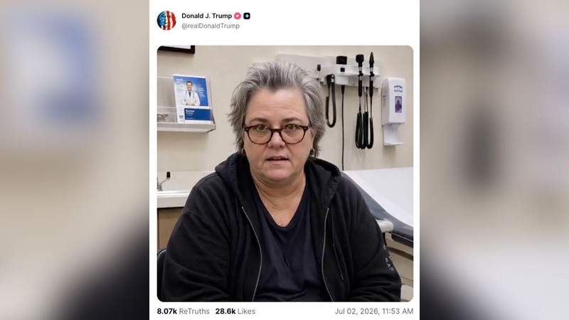 Rosie O'Donnell appeared as one of the AI-generated Donald Trump critics.@realDonaldTrump/TRUTH SOCIAL