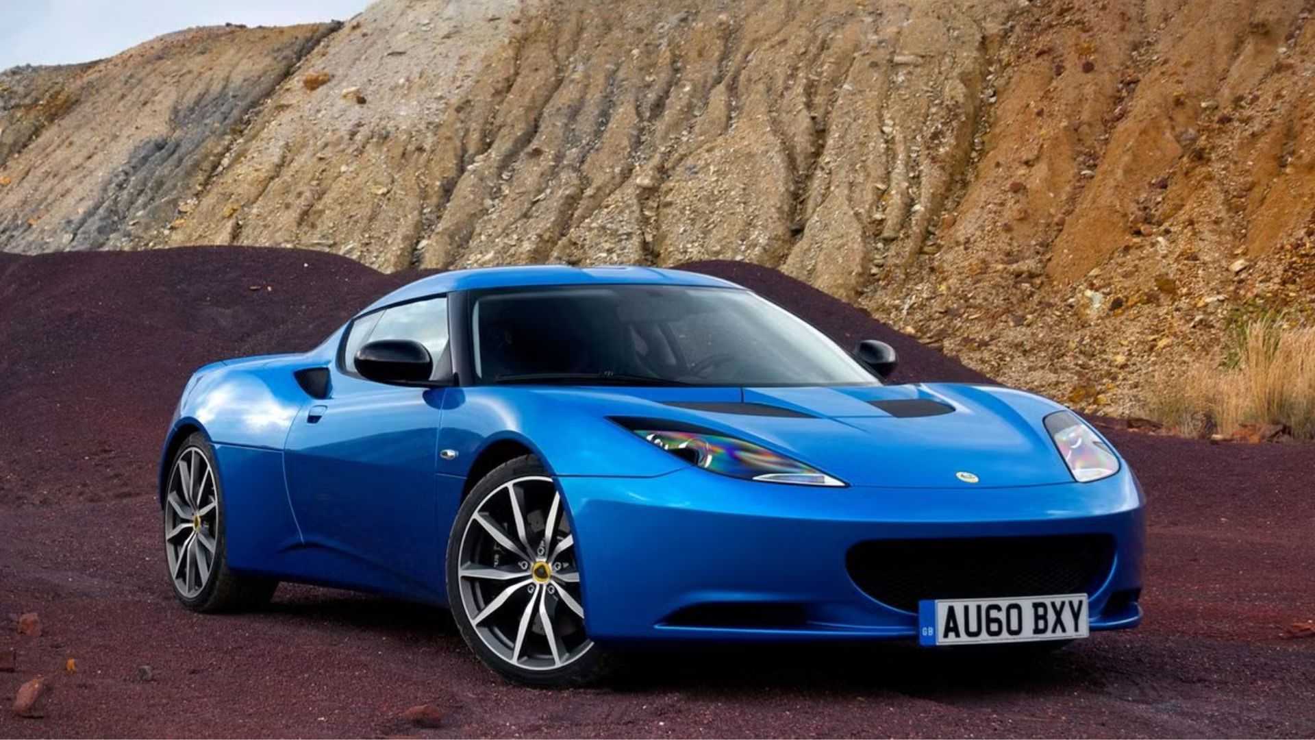2010-2015 Lotus Evora S Plavi pogled sprijeda pod kutom