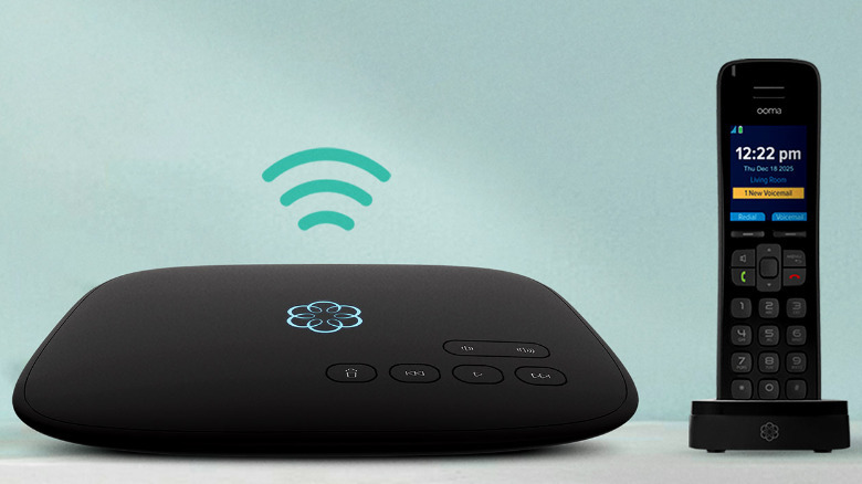 The Ooma Telo Air 2 console and wireless home phone.