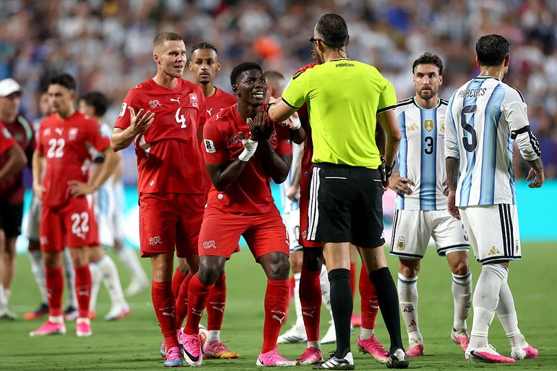 Breel Embolo was sent off for Switzerland after a VAR check