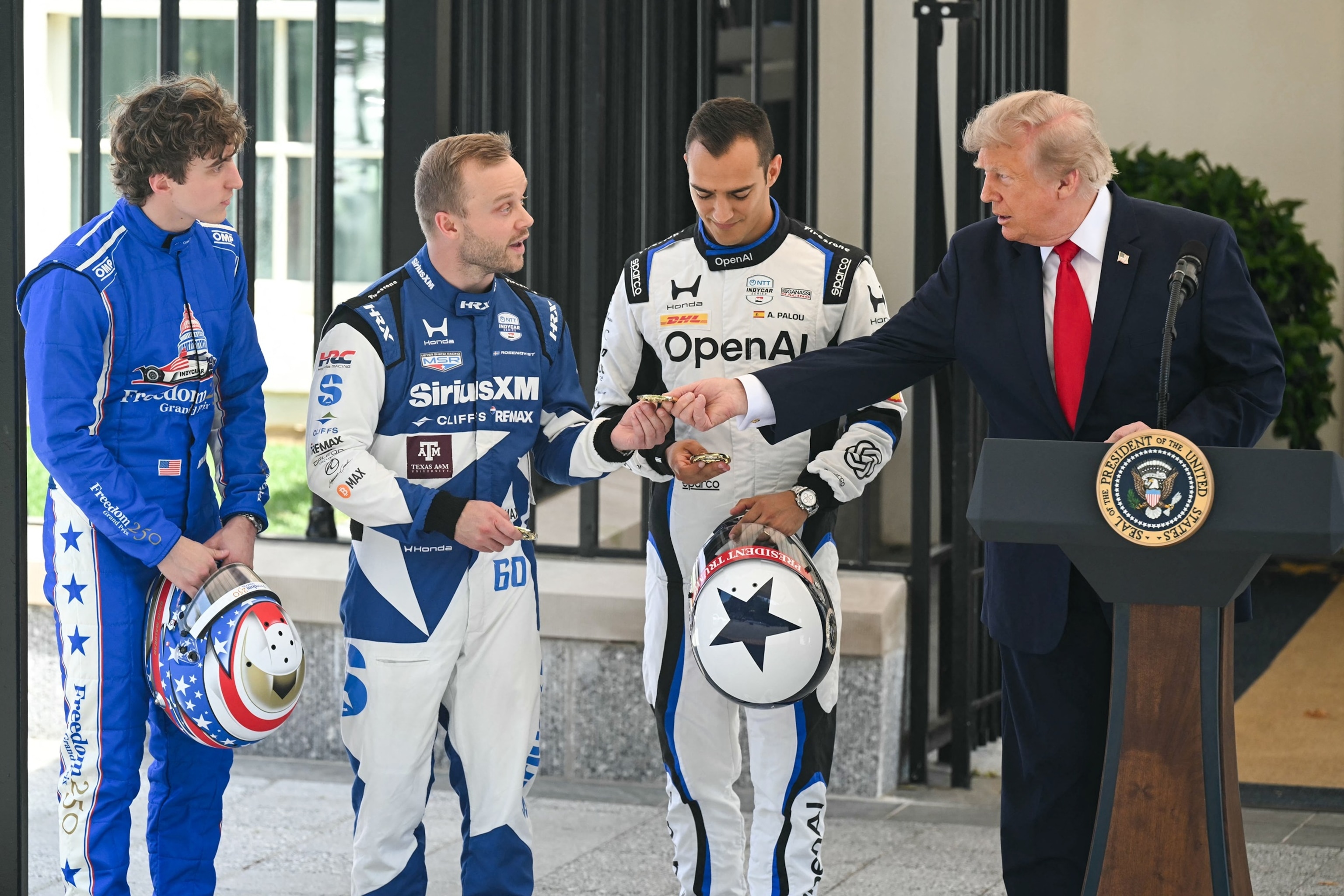 Photo: aol.com President Trump Hosts IndyCar Drivers to Promote Freedom 250 Grand Prix