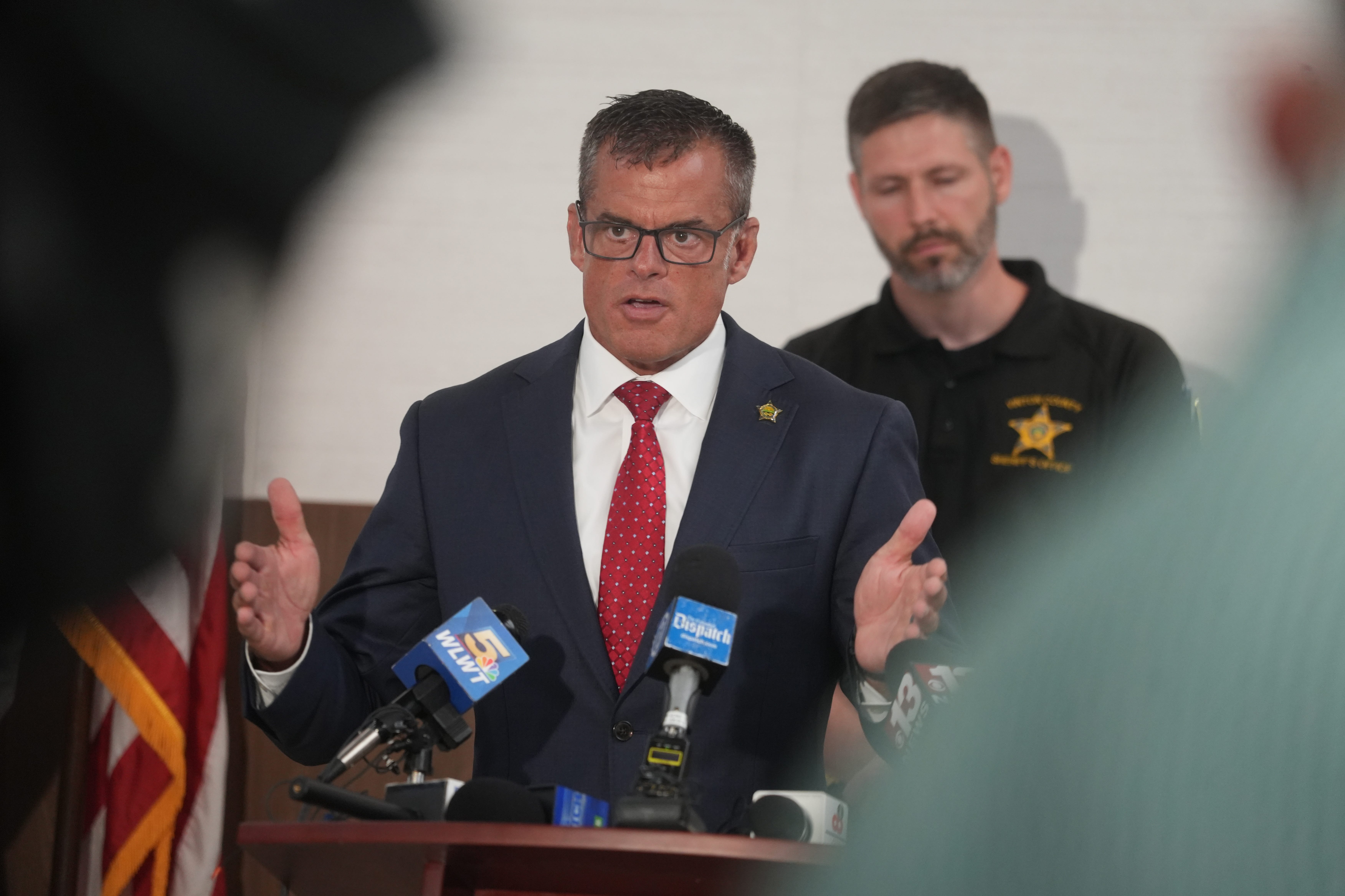 Attorney General Andy Wilson gives details in the Vinton County child endangerment case in McArthur July 1, 2026. Four adults face a total of 16 charges of child endangerment after children were found in “deplorable” conditions June 30, 2026. The four adults facing charges are Gary L. Siders Sr., Gary L. Siders Jr.; Christina Siders; and Elizabeth Siders.