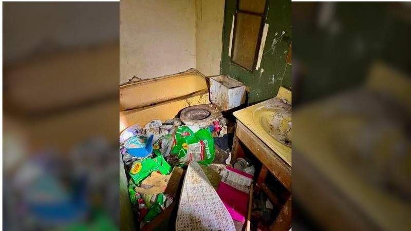 Bathrooms inside the home appeared coated in grime, with garbage covering much of the floor.CrimeTimeLines